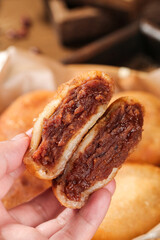 Handmade Red Bean Paste Filled Pastry Cookies - Traditional Asian Sweet Dessert