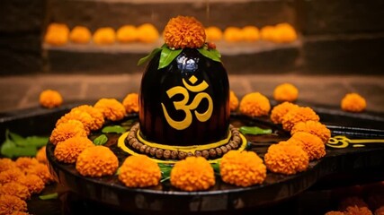Shivling Shiv Shankar Bholenath , om , Shivling Puja in temple Mahakal shivling Puja in Saavn lord Shiv Shankar Bholenath AI-Painted Creation