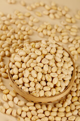 Raw Soybeans in Wooden Bowl - Healthy Protein Legumes for Cooking