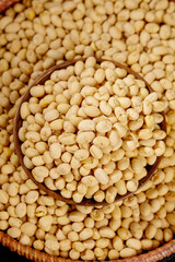 Dried Soya Beans in Wooden Bowl - Healthy Organic Legumes from Guizhou China for Asian Cooking and Vegetarian Meals