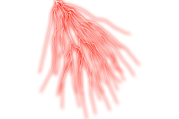 Glowing Red Lightning Veins Illustration with Branching Energy Effect