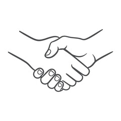 Handshake Black and White Line Art Doodle Icon Vector.