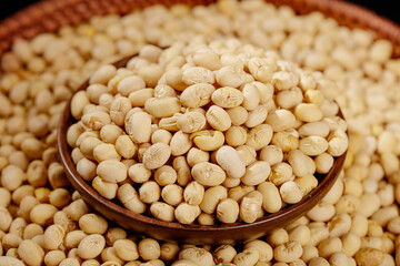 Crispy Fried Soybean Snacks in Wooden Bowl - Traditional Guizhou Farmers Food