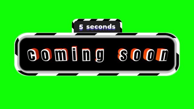 A dynamic 'Coming Soon' countdown animation with a clear timer on a green screen. Perfect for building anticipation for new content or announcements.