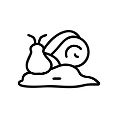 A snail with a shell is crawling on a © saty