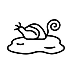 A snail is crawling through the mud isolated on