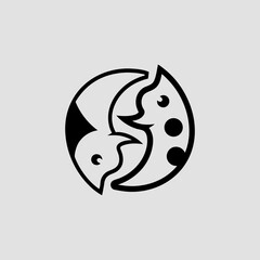 Abstract bird and moon design isolated on
