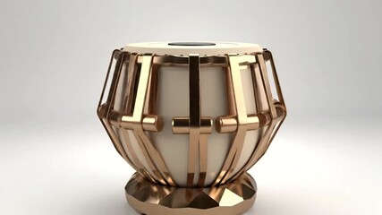 Elegant tabla drum with metallic accents on display