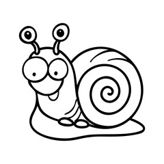 Cartoon snail with big eyes isolated on