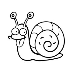 Cartoon snail with tongue sticking out isolated on