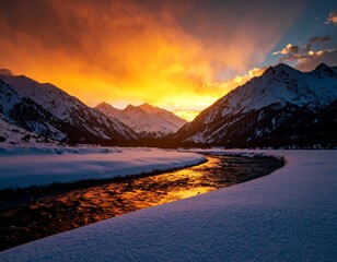 sunset in the mountains