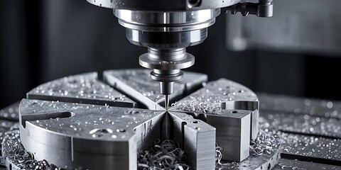 CNC milling machine working on metal workpiece machining