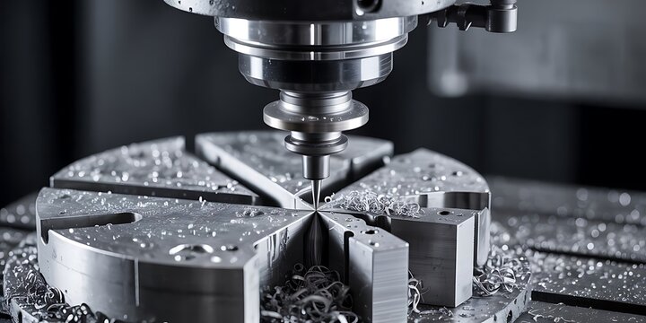 CNC milling machine working on metal workpiece machining