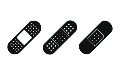 Bandage strip silhouette icon, medical adhesive band-aid vector