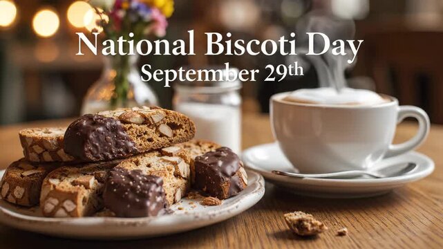 Biscotti with coffee  sugar  National Biscotti Day.