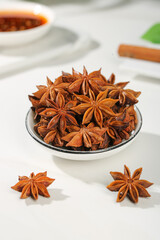 Star Anise Spices in Bowl - Dried Chinese Five Spice Ingredient for Cooking