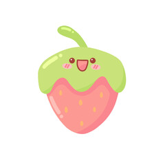 Cute Cartoon Strawberry Fruit Kawaii Illustration