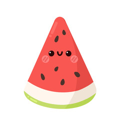 Red Cute Watermelon Slice with Smiley Face