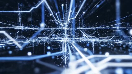 Glowing Circuitscape An electronic matrix converges onward