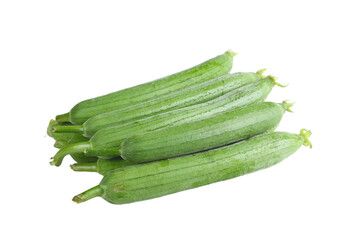 Fresh Green Loofah Vegetables from Shandong on White Background