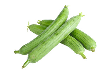 Fresh Shandong Loofah Gourds on White Background - Asian Vegetable Produce
