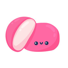 Cute Pink Mochi Japanese Sweet Snack Food Illustration