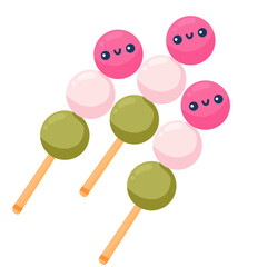 Cute Pink Mochi Japanese Sweet Snack Food Illustration