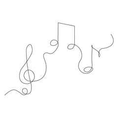 Elegant musical notes drawn in a continuous line for minimalist design and artistry