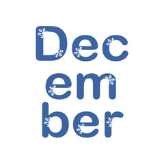 December Snowflake Text Design for Winter Holiday Graphics