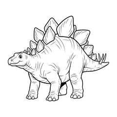Cute Stegosaurus line art drawing for coloring, featuring dorsal plates and tail thagomizer.