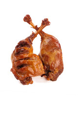 Roasted Duck Legs with Crispy Skin - Gourmet Poultry Drumsticks on White Background