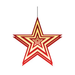 Festive Red & Gold Star Decoration – Christmas Holiday Winter Art