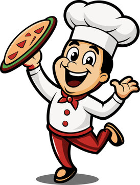 cartoon chef with pizza