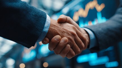 Close-Up Handshake Between Two Business Partners in Financial Setting