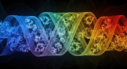 Spectrum Helix: A vibrant abstract fractal design evoking biological structure and flowing energy
