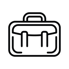 Black and white line art illustration of a briefcase isolated on
