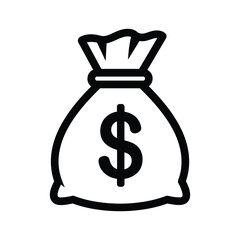 Money bag icon isolated on, a symbol of wealth and finance