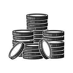 Stack of coins isolated on, symbol of wealth and investment