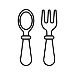 Outline icon of a spoon and fork vector illustration. simple design representing dining, kitchen, and food.