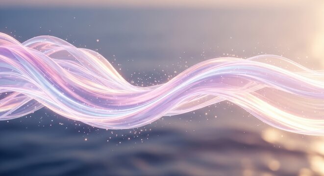 Ethereal waves of pastel hues evoke serenity and abstract motion, a visual journey of fluidity and
