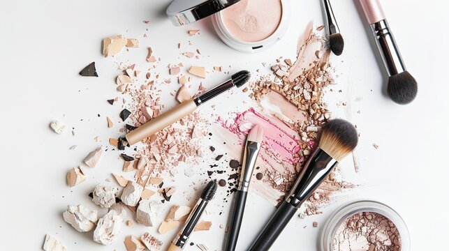 High-Definition Luxury Cosmetics Still Life on White Background &ndash; Minimalist Makeup & Skincare Product Photography for Branding, E-Commerce & Design Projects. Featuring premium lipsticks, liquid found