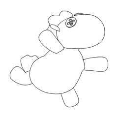 Outline for Coloring of Horse Plush Cute and Funny Toy. Vector Illustration.