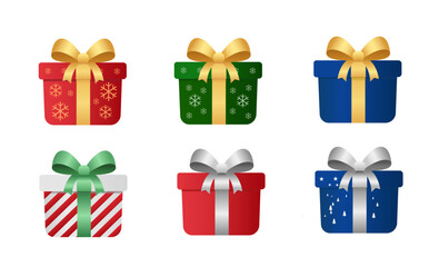 Decorative Collection of Colorful Holiday Wrapped Present Box Celebration Illustration