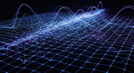 Dynamic representation of an energy field visualized on a luminous coordinate grid