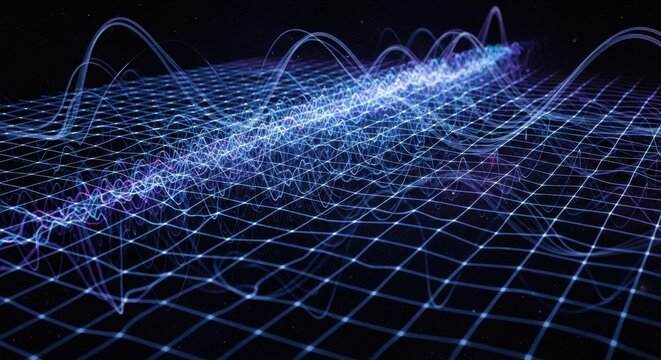 Dynamic representation of an energy field visualized on a luminous coordinate grid