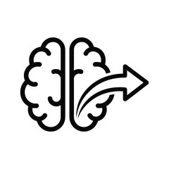 Brain with arrow icon isolated on for creative idea concept