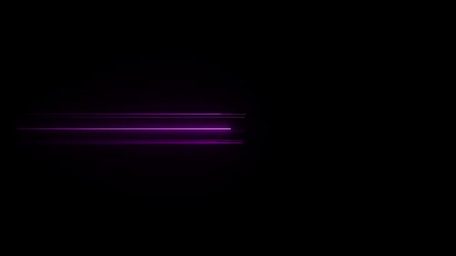 Horizontal Purple Neon Light Streaks with Glitch Effect on Black Background abstract border