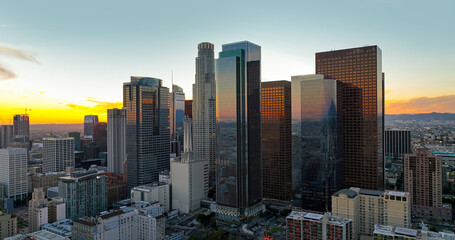 Obraz premium Downtown Los Angeles aerial panorama. LS city.