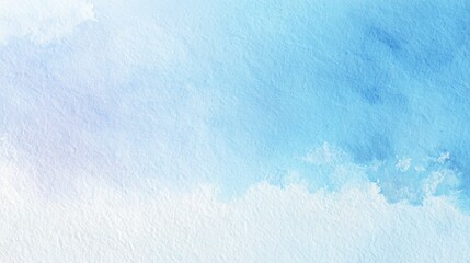 Obraz premium A serene watercolor texture featuring soft blue tones, blending seamlessly into white, creating a calming and tranquil atmosphere.