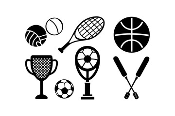 Sports equipment icons isolated on for various team sports